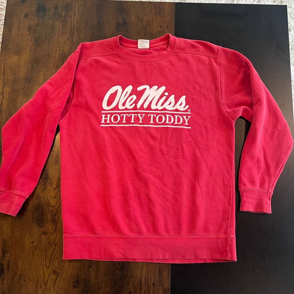 Comfort Colors Ole Miss Hotty Toddy Red‎ Crewneck Sweatshirt Medium Collegiate